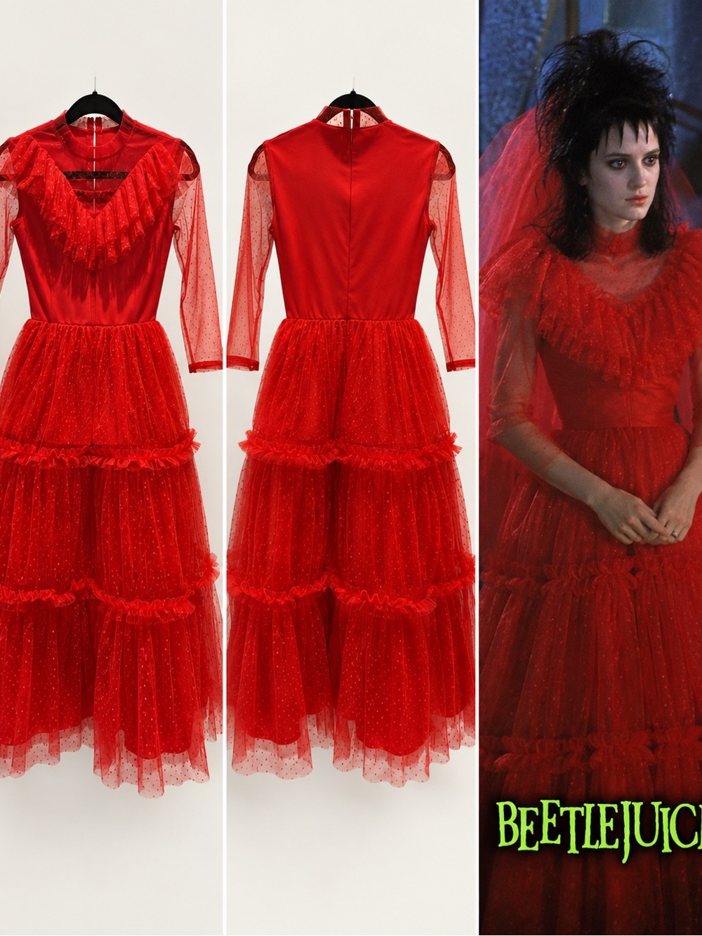 Beetlejuice Lydia Deetz Gothic Red Wedding Dress Costume Women’s Small S